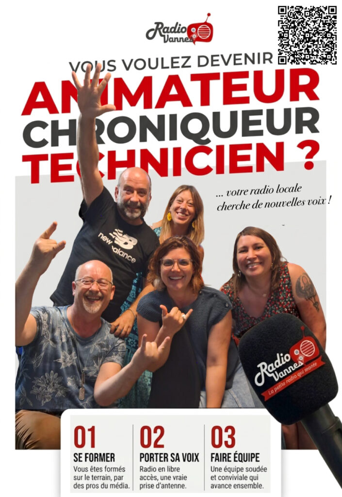 Affiche Radio Vannes : vous voulez devenir animateur, chroniqueur, technicien ?